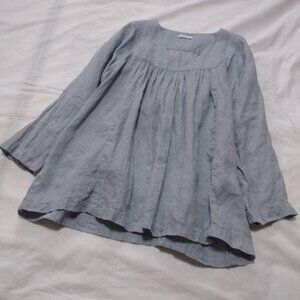 Fog Linen inen V-Neck Gathered Blouse